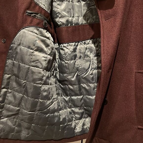 Kenneth Cole New York Maroon Wool Blend‎ Double Breasted Pea Coat Size M - Picture 13 of 16
